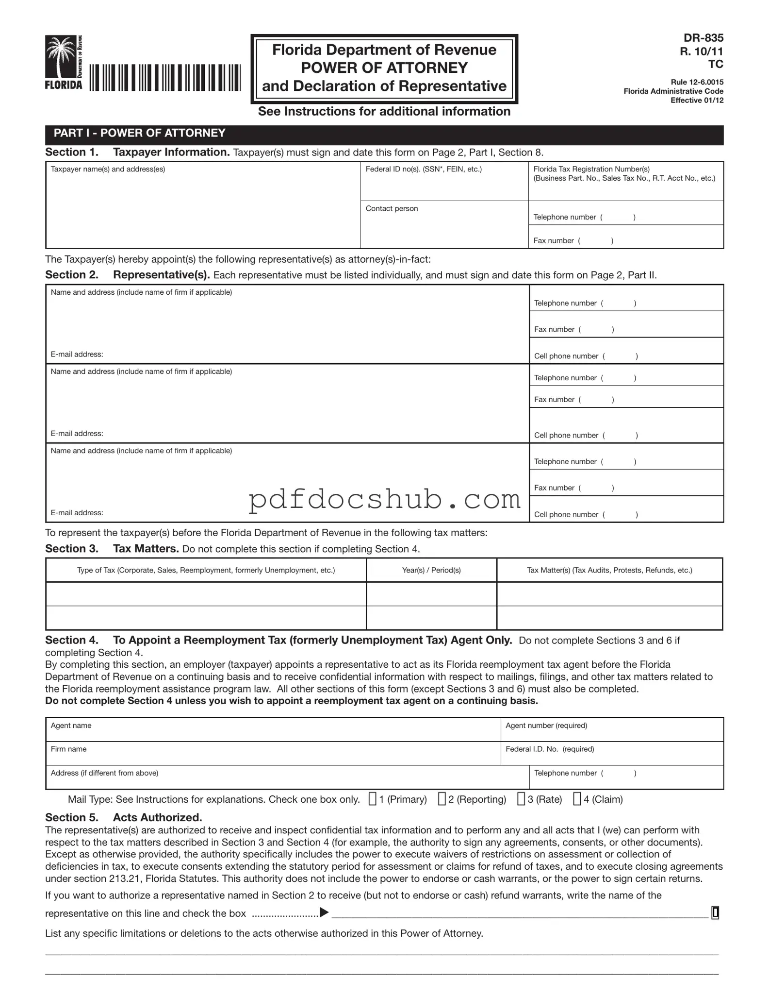 Tax POA dr 835 Template