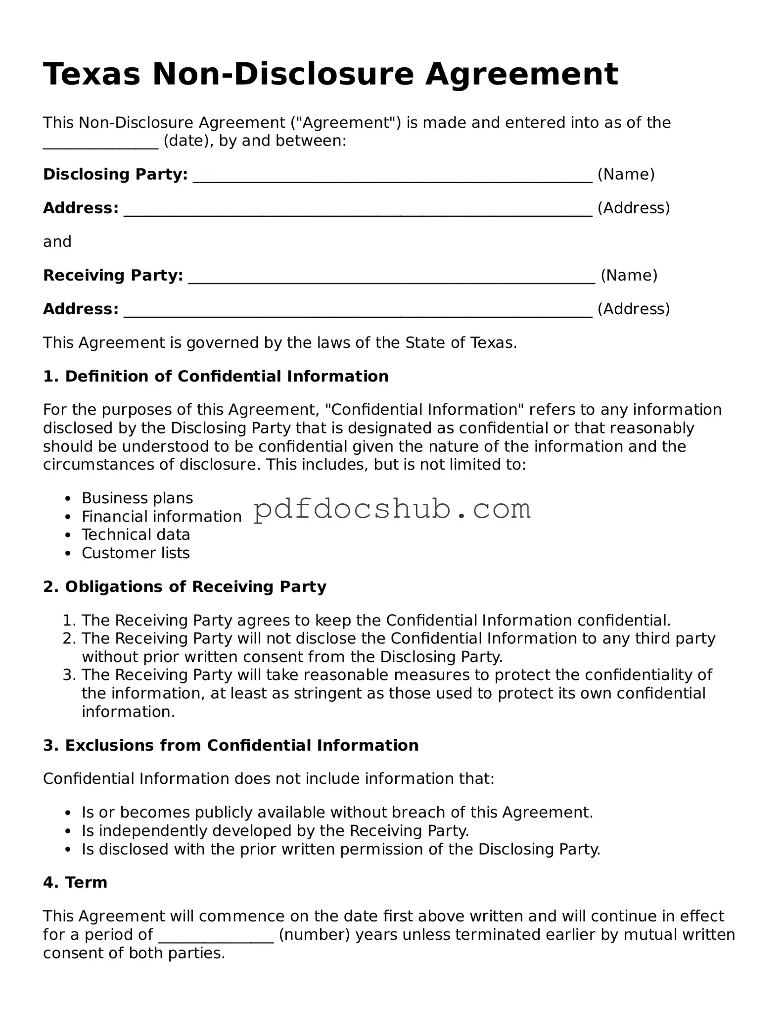 Attorney-Approved Texas Non-disclosure Agreement Form
