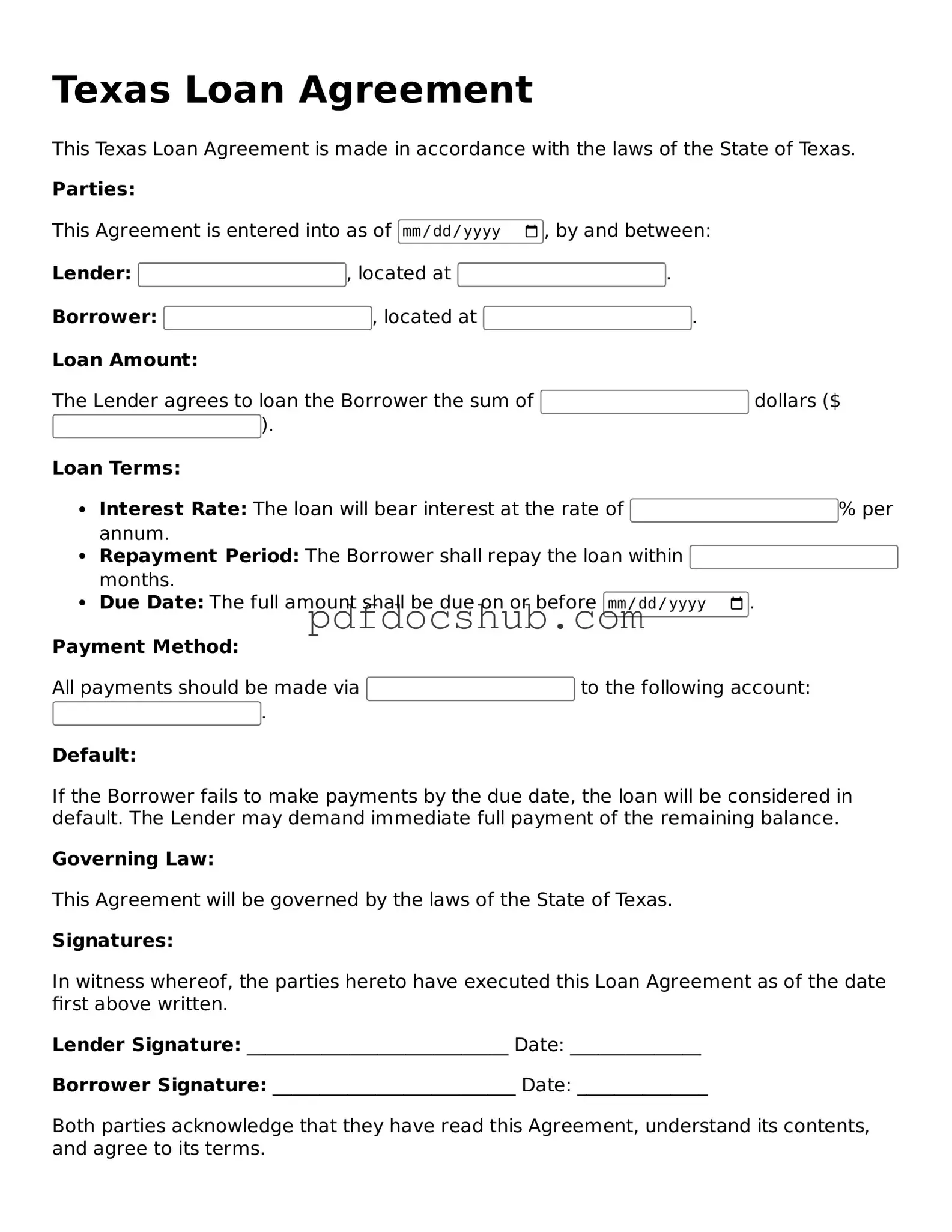 Attorney-Approved Texas Loan Agreement Form