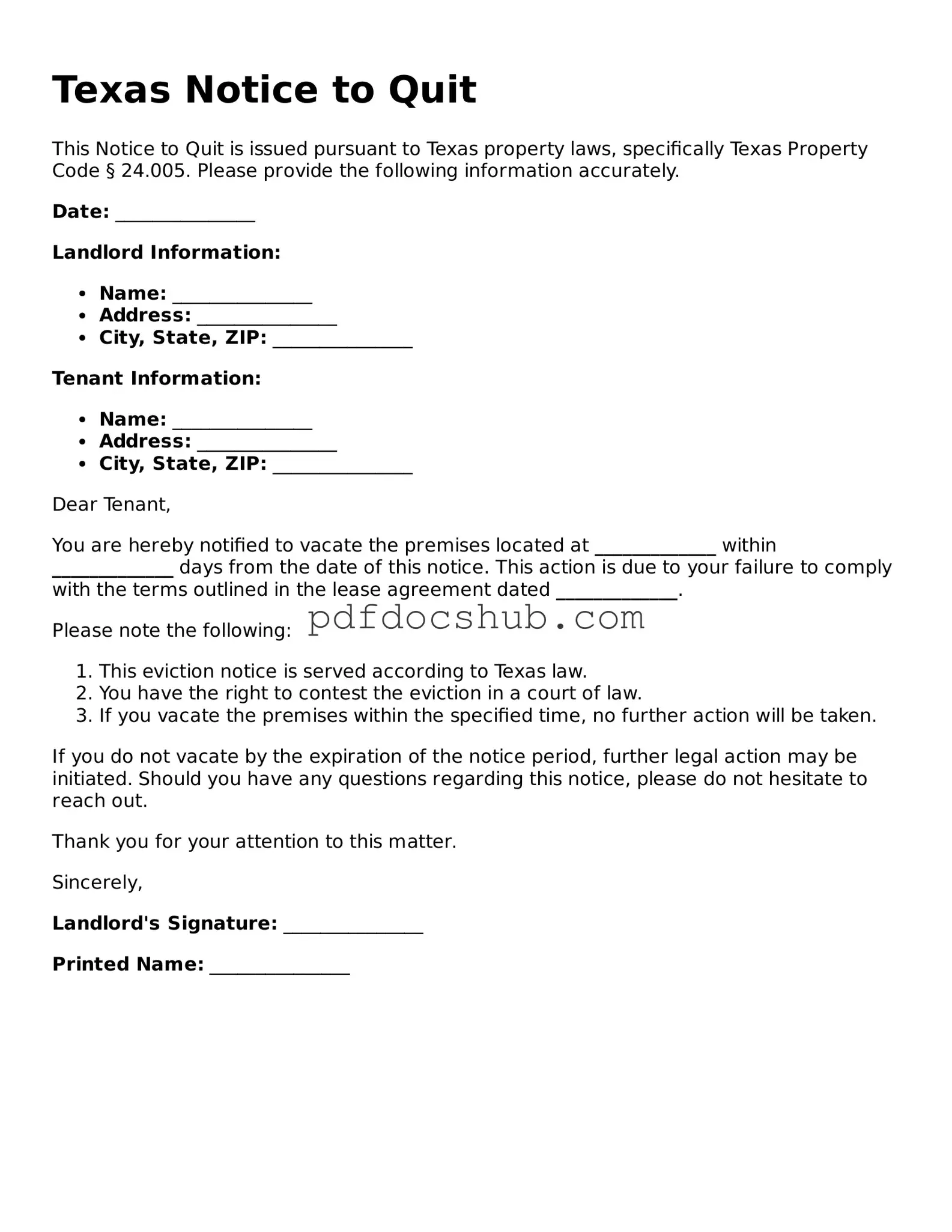 Attorney-Approved Texas Notice to Quit Form