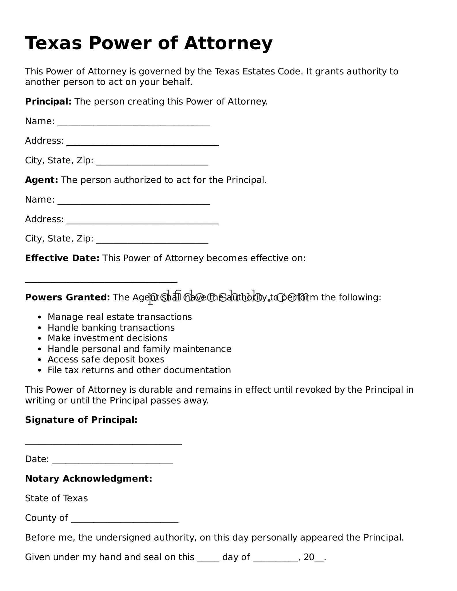 Attorney-Approved Texas Power of Attorney Form