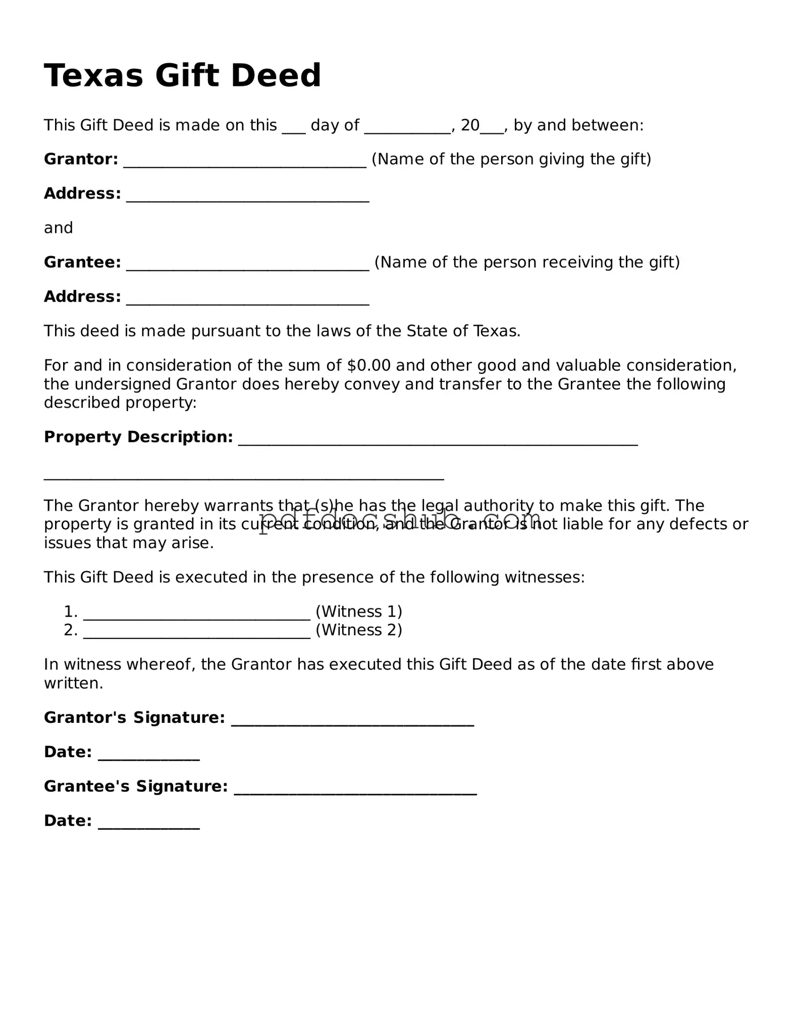 Attorney-Approved Texas Gift Deed Form