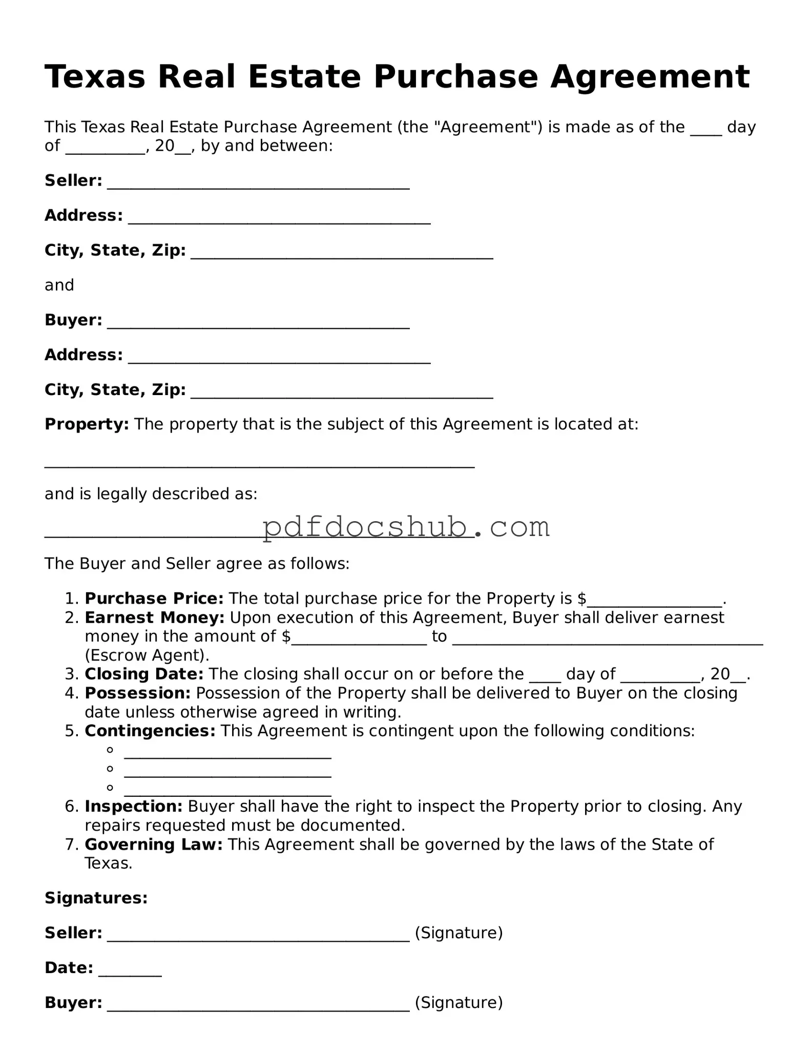 Attorney-Approved Texas Real Estate Purchase Agreement Form