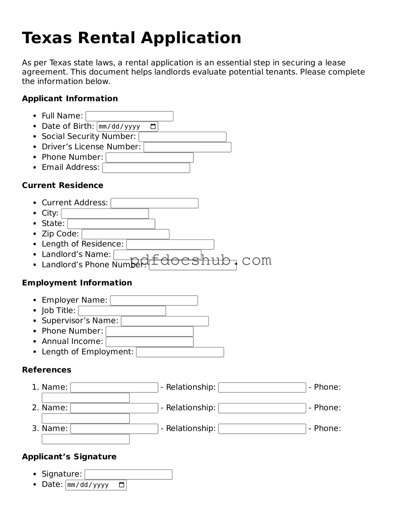 Attorney-Approved Texas Rental Application Form