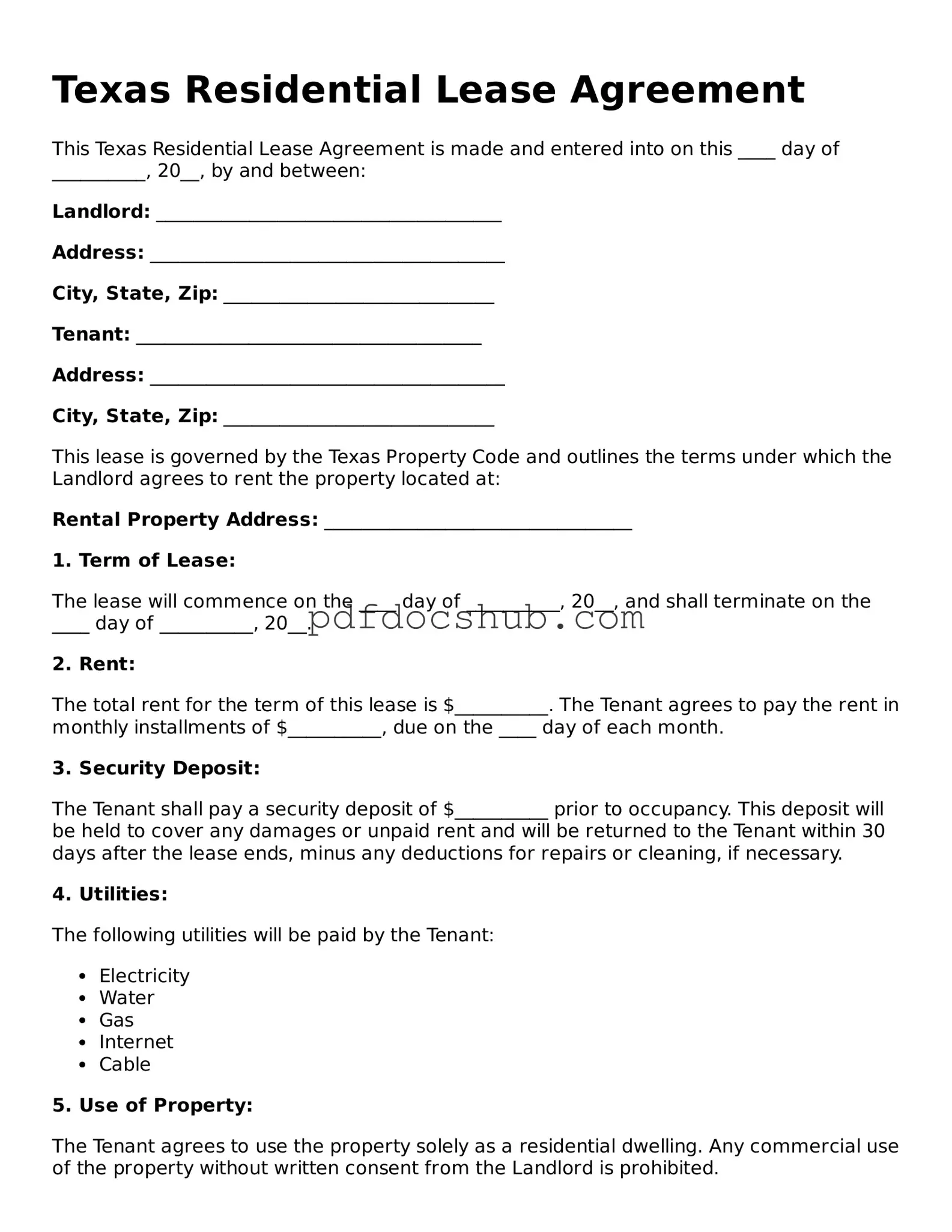 Attorney-Approved Texas Residential Lease Agreement Form