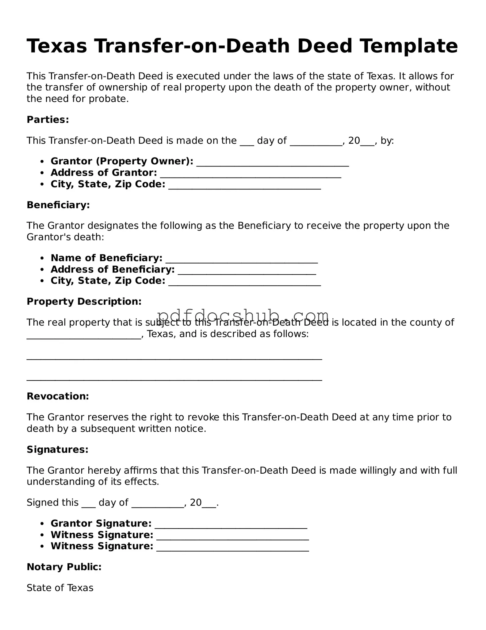 Attorney-Approved Texas Transfer-on-Death Deed Form