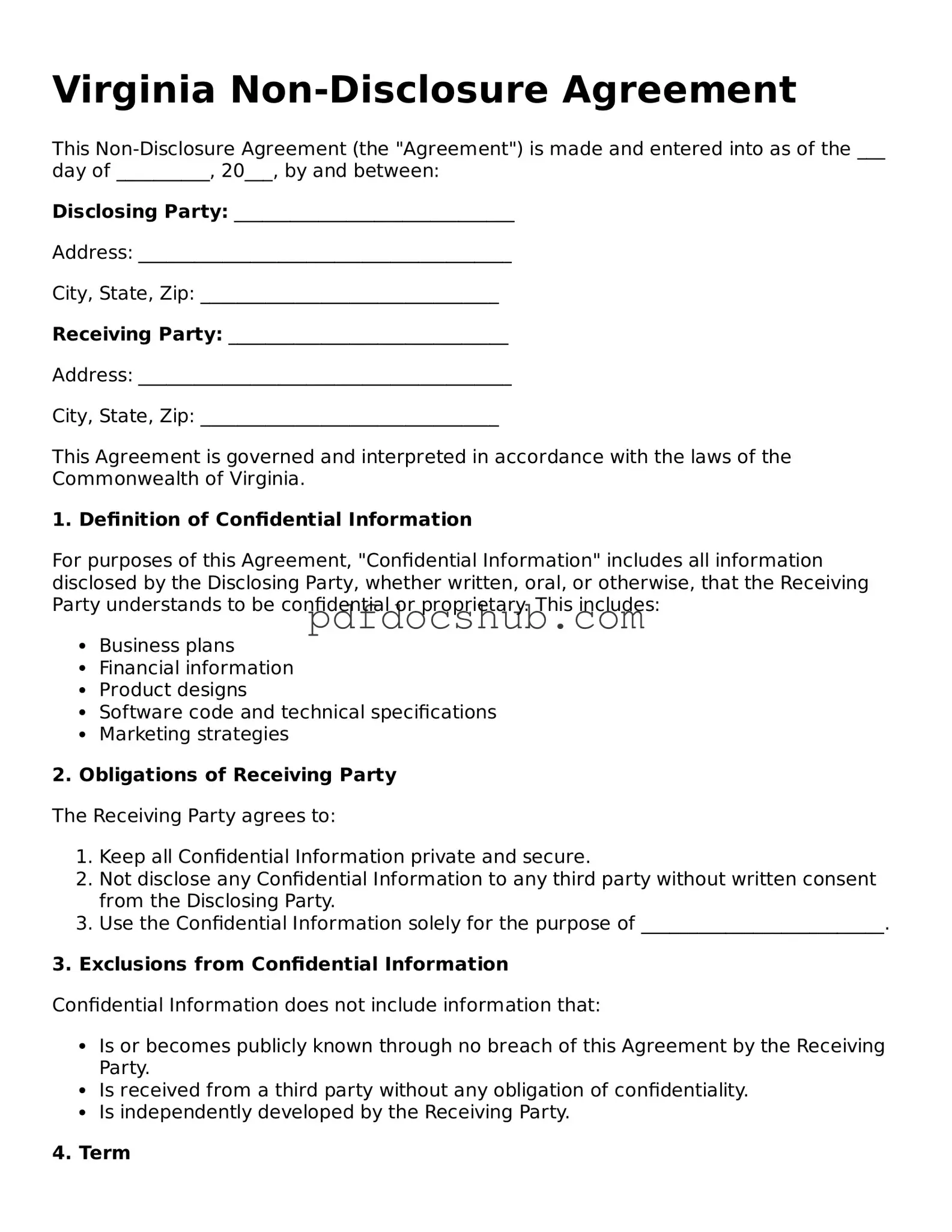 Attorney-Approved Virginia Non-disclosure Agreement Form