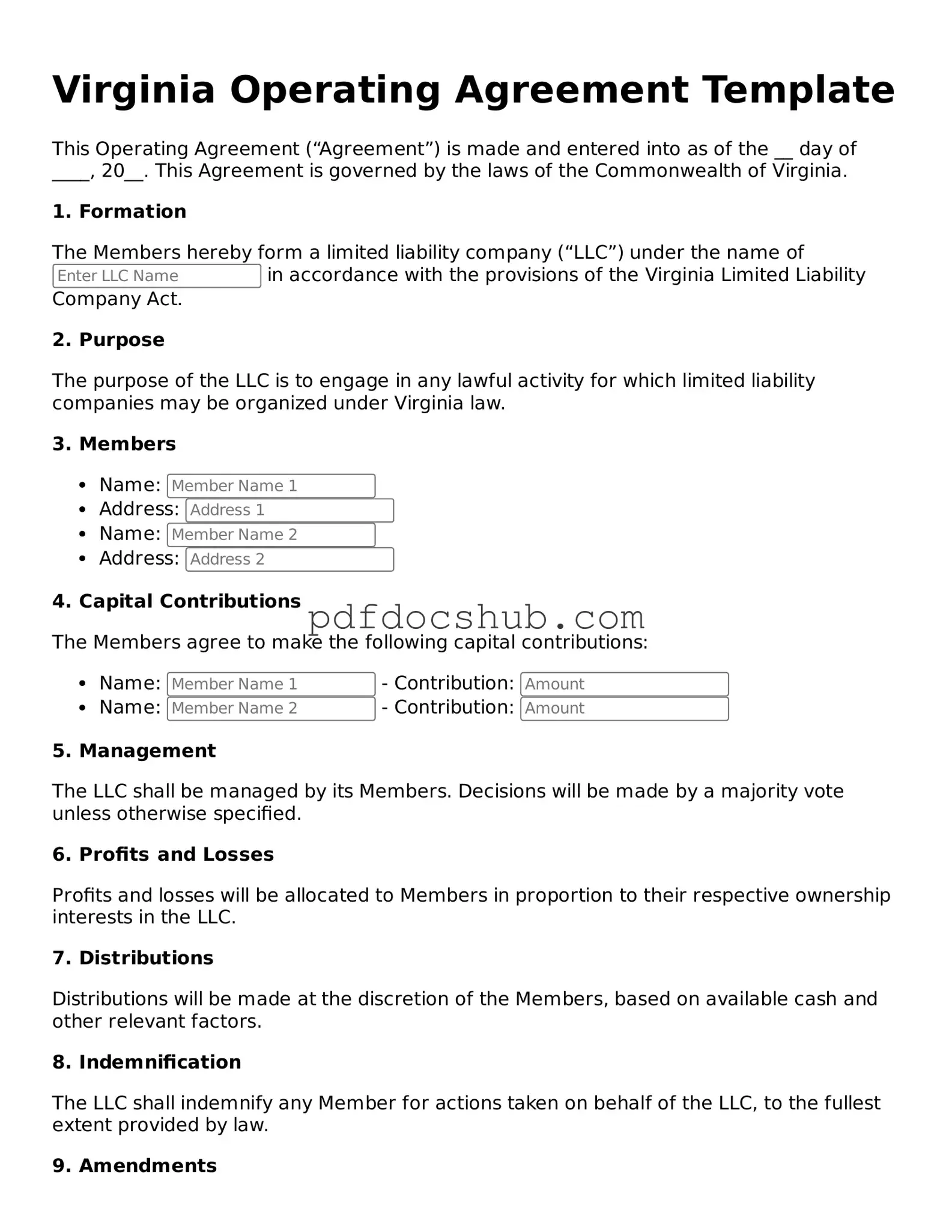 Attorney-Approved Virginia Operating Agreement Form