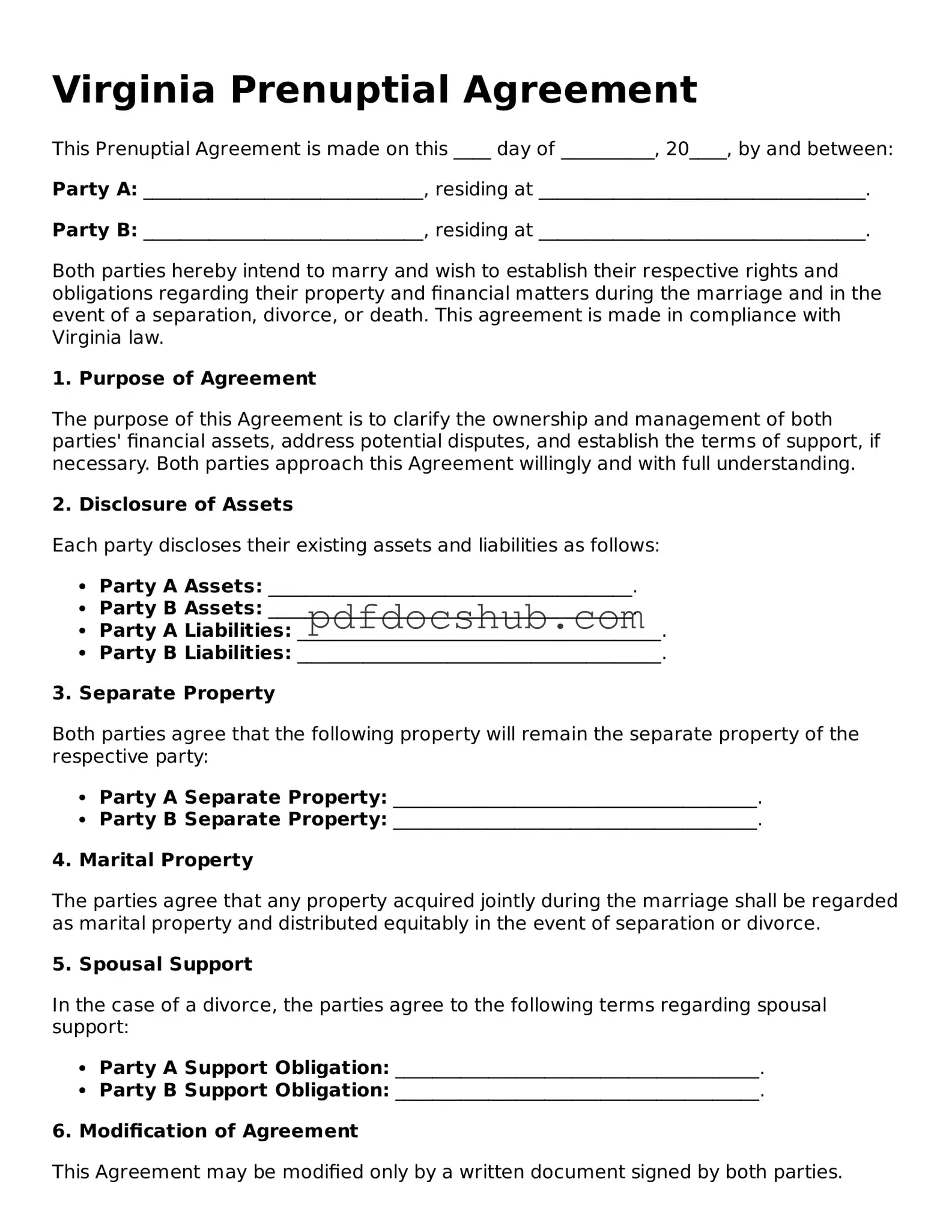 Attorney-Approved Virginia Prenuptial Agreement Form