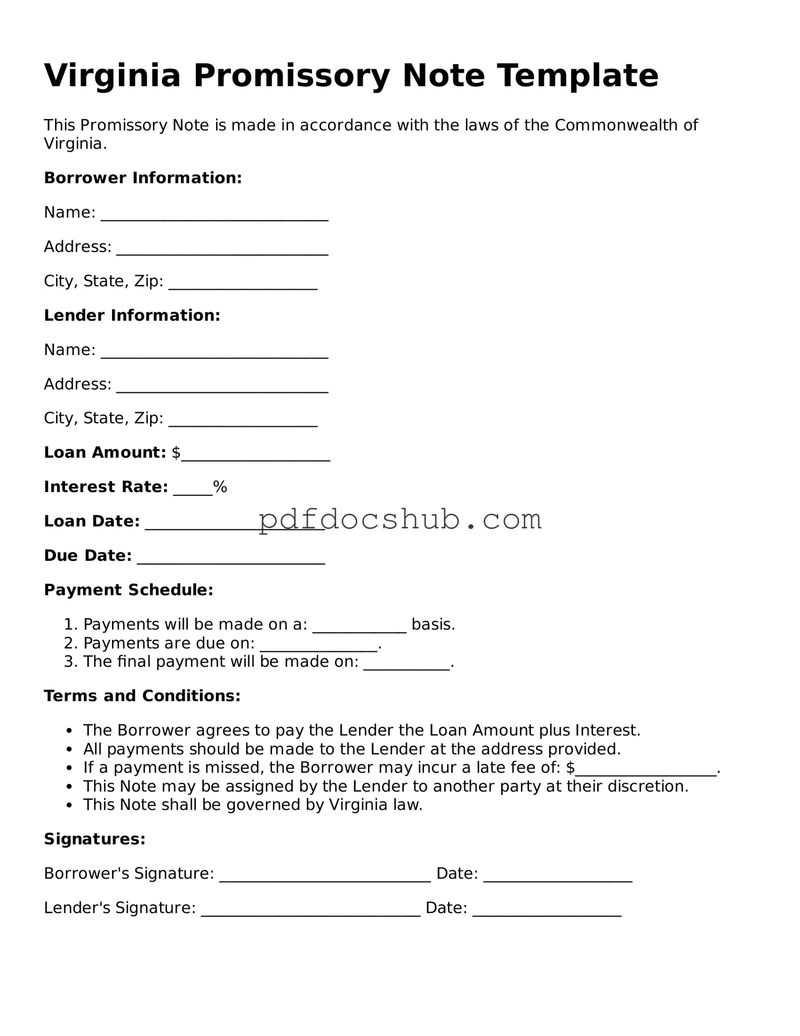 Attorney-Approved Virginia Promissory Note Form