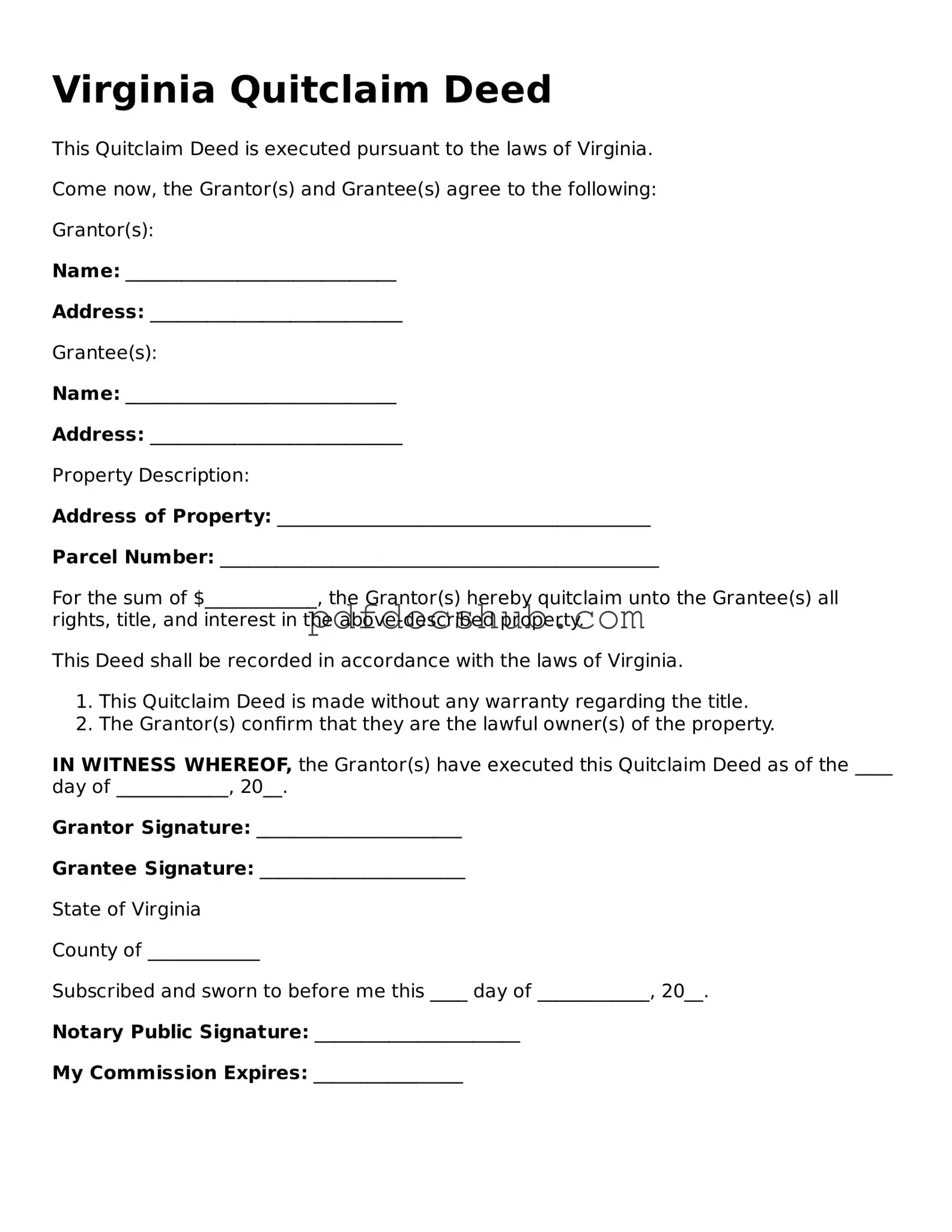 Attorney-Approved Virginia Quitclaim Deed Form