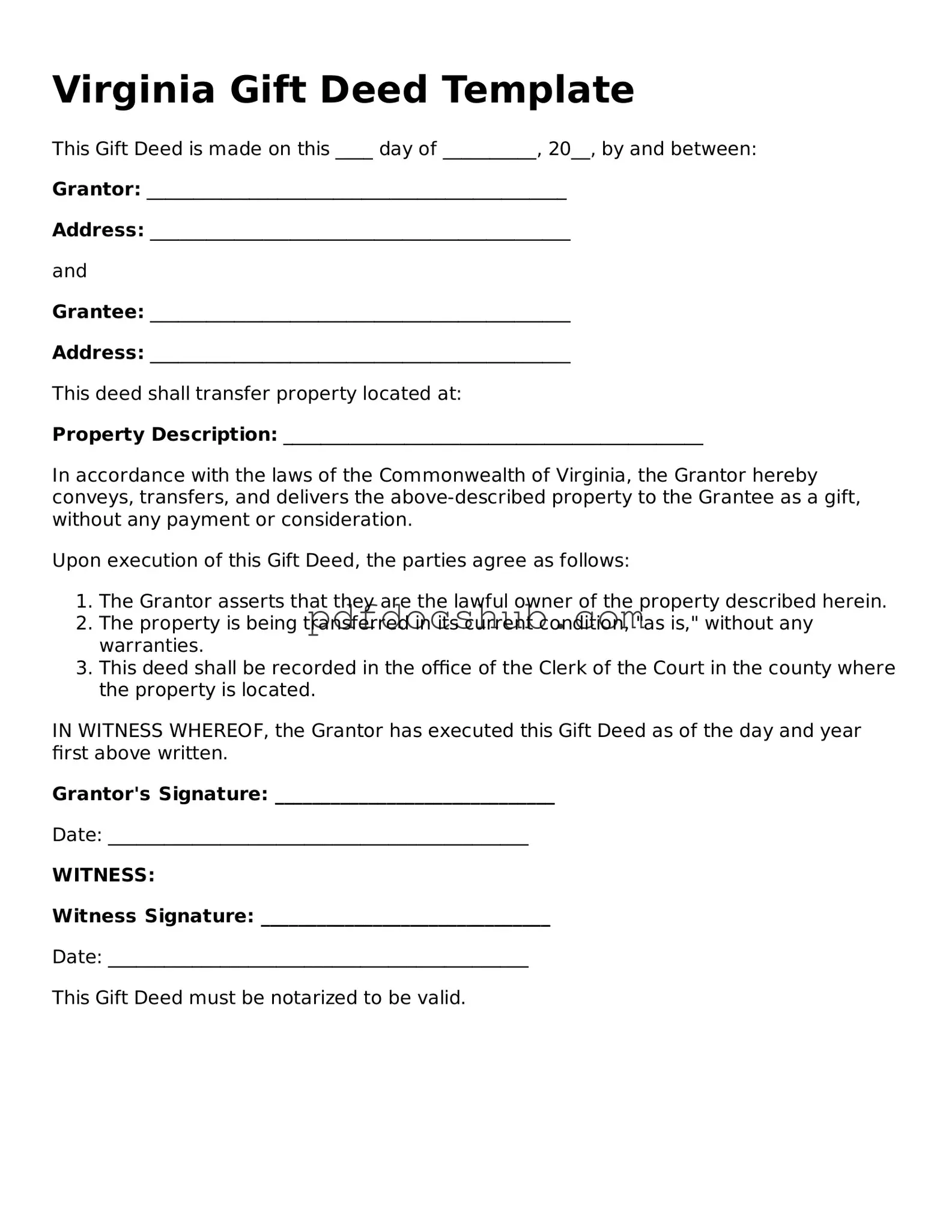 Attorney-Approved Virginia Gift Deed Form