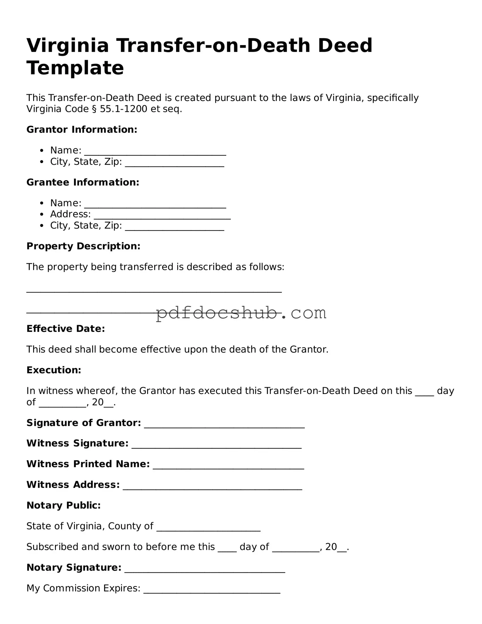 Attorney-Approved Virginia Transfer-on-Death Deed Form