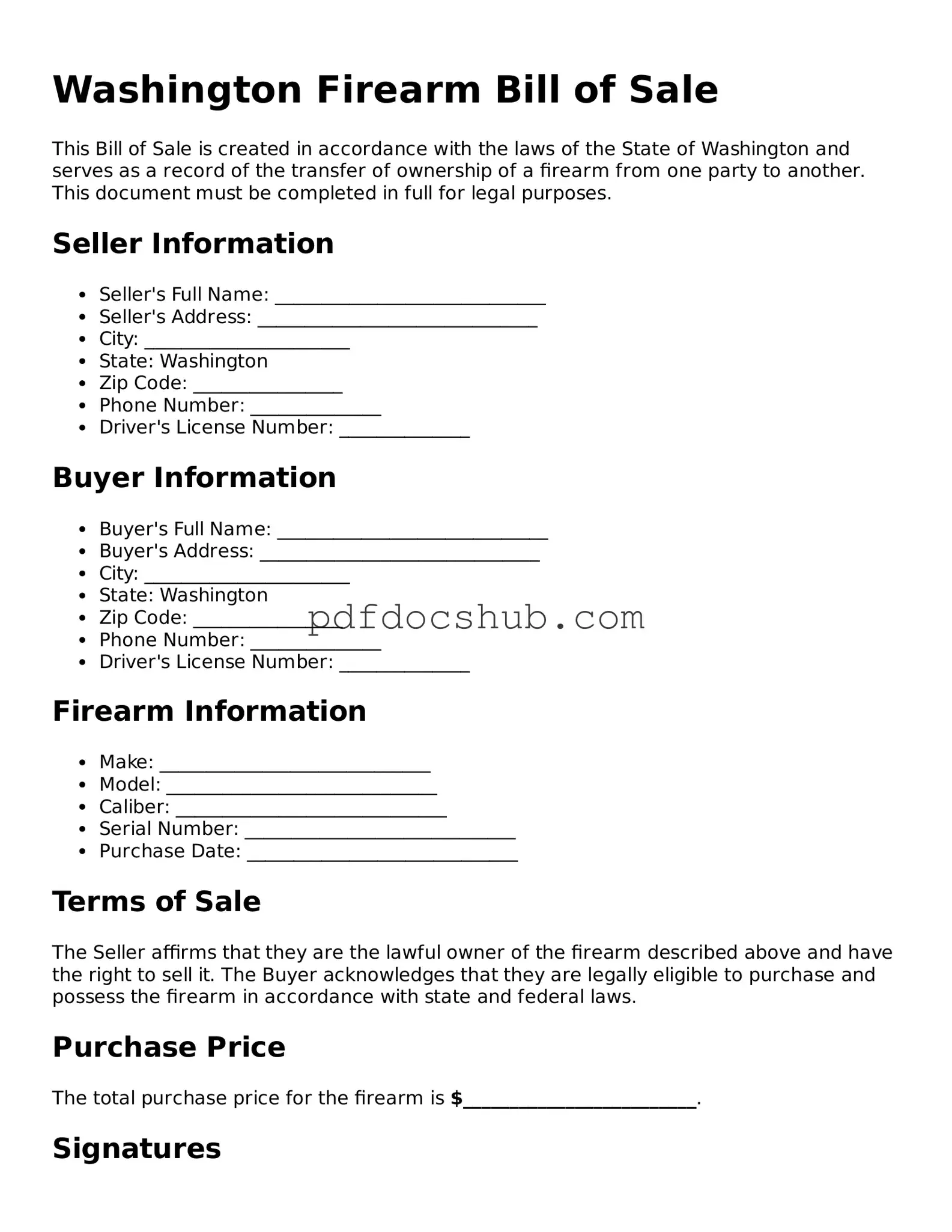 Attorney-Approved Washington Firearm Bill of Sale Form