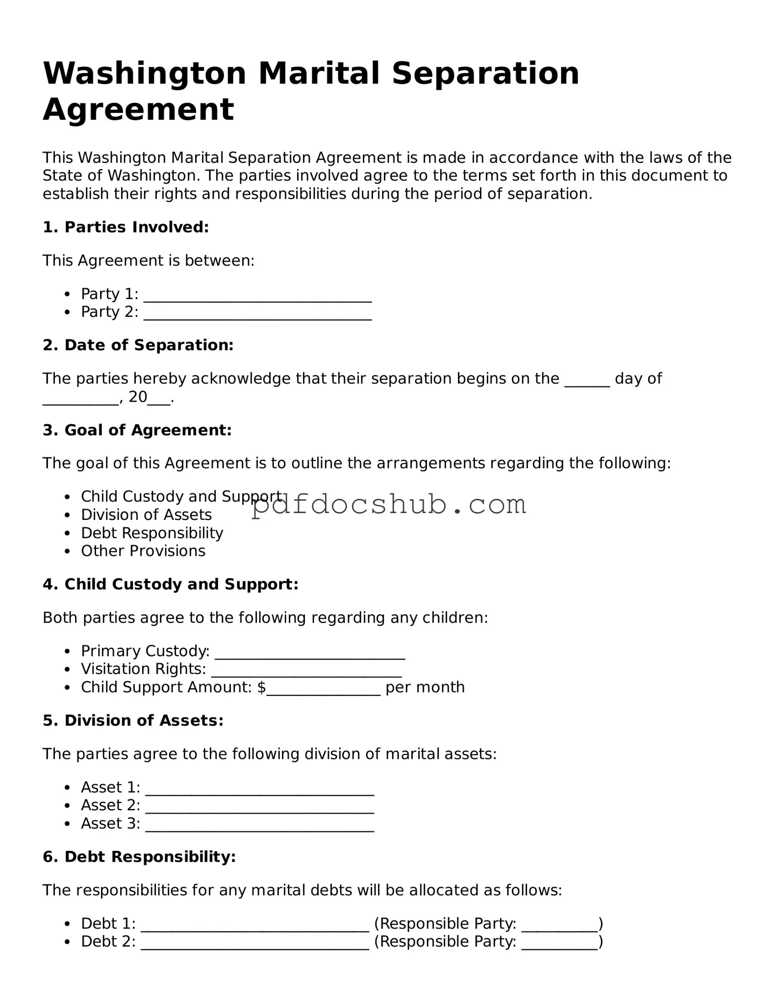 Attorney-Approved Washington Marital Separation Agreement Form