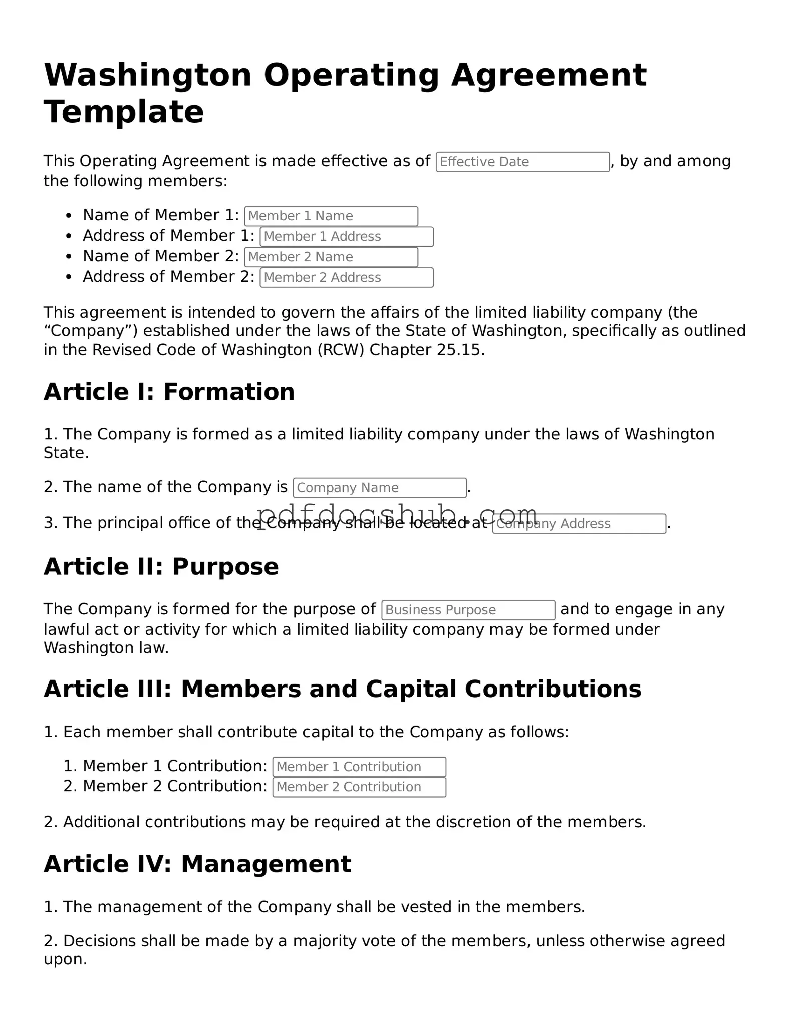 Attorney-Approved Washington Operating Agreement Form