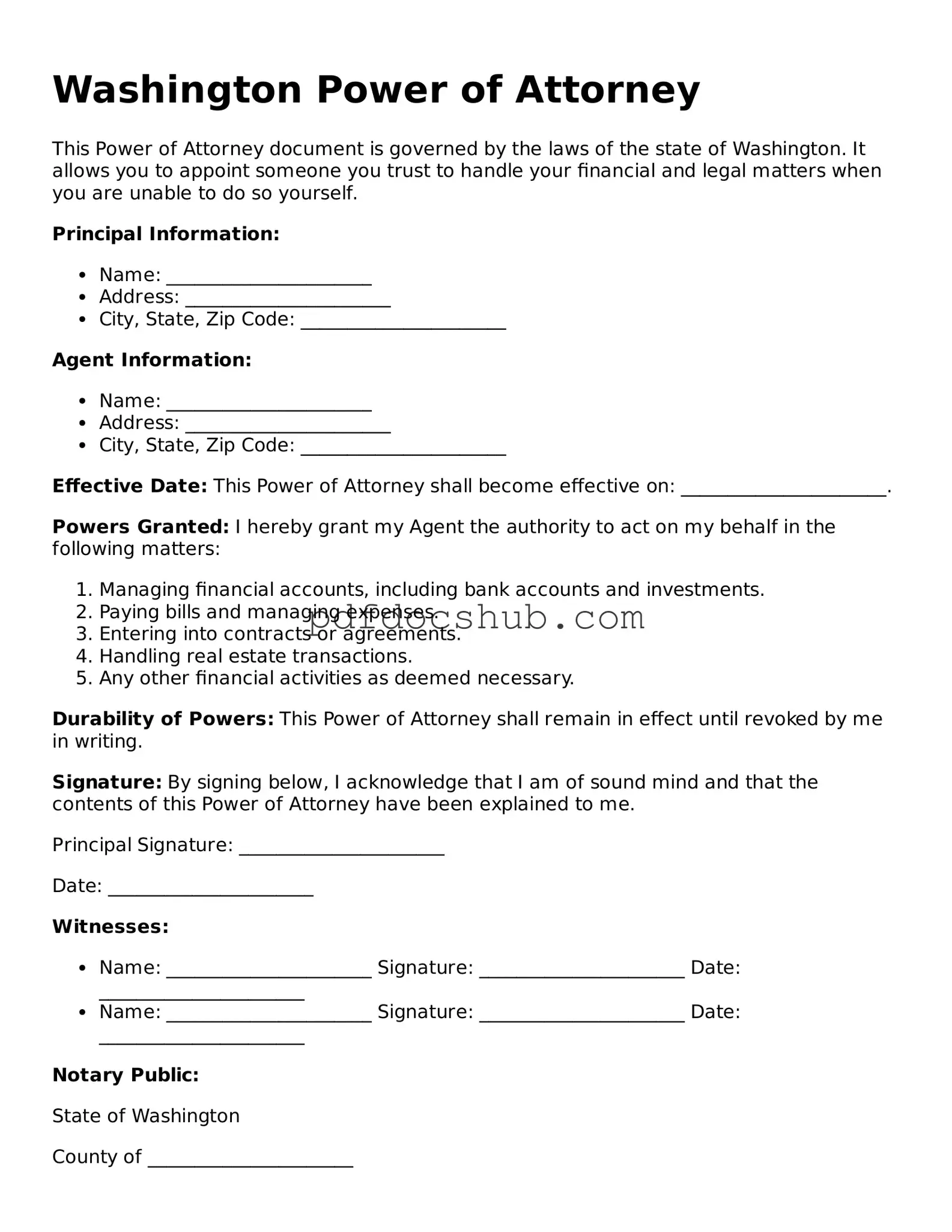 Attorney-Approved Washington Power of Attorney Form