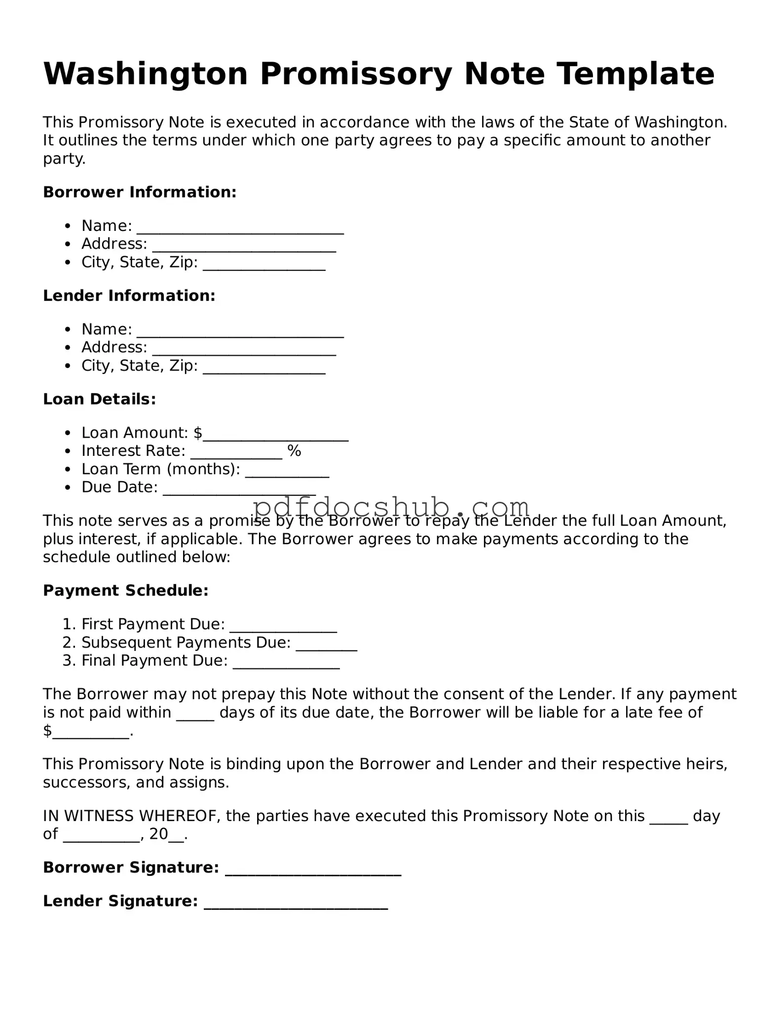 Attorney-Approved Washington Promissory Note Form