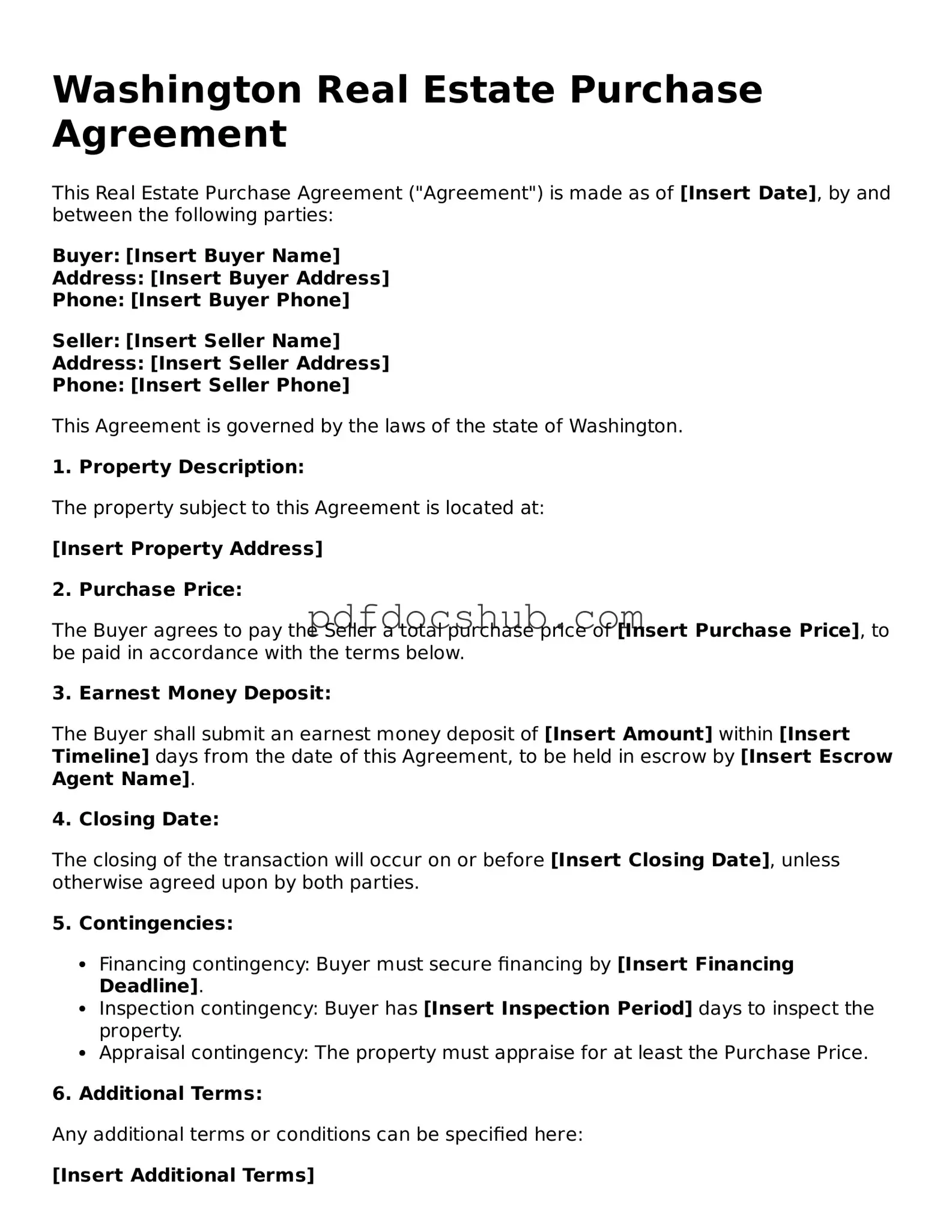Attorney-Approved Washington Real Estate Purchase Agreement Form