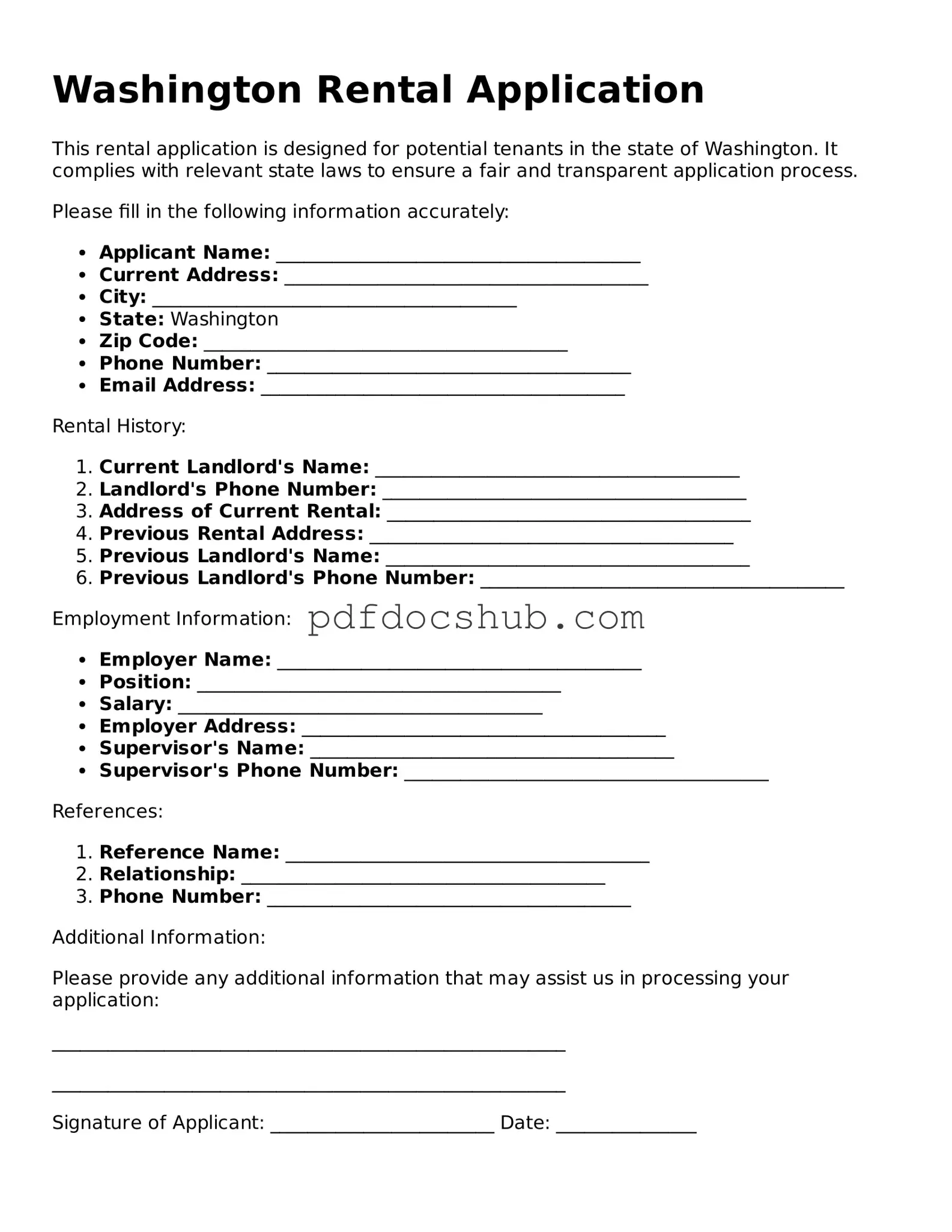 Attorney-Approved Washington Rental Application Form