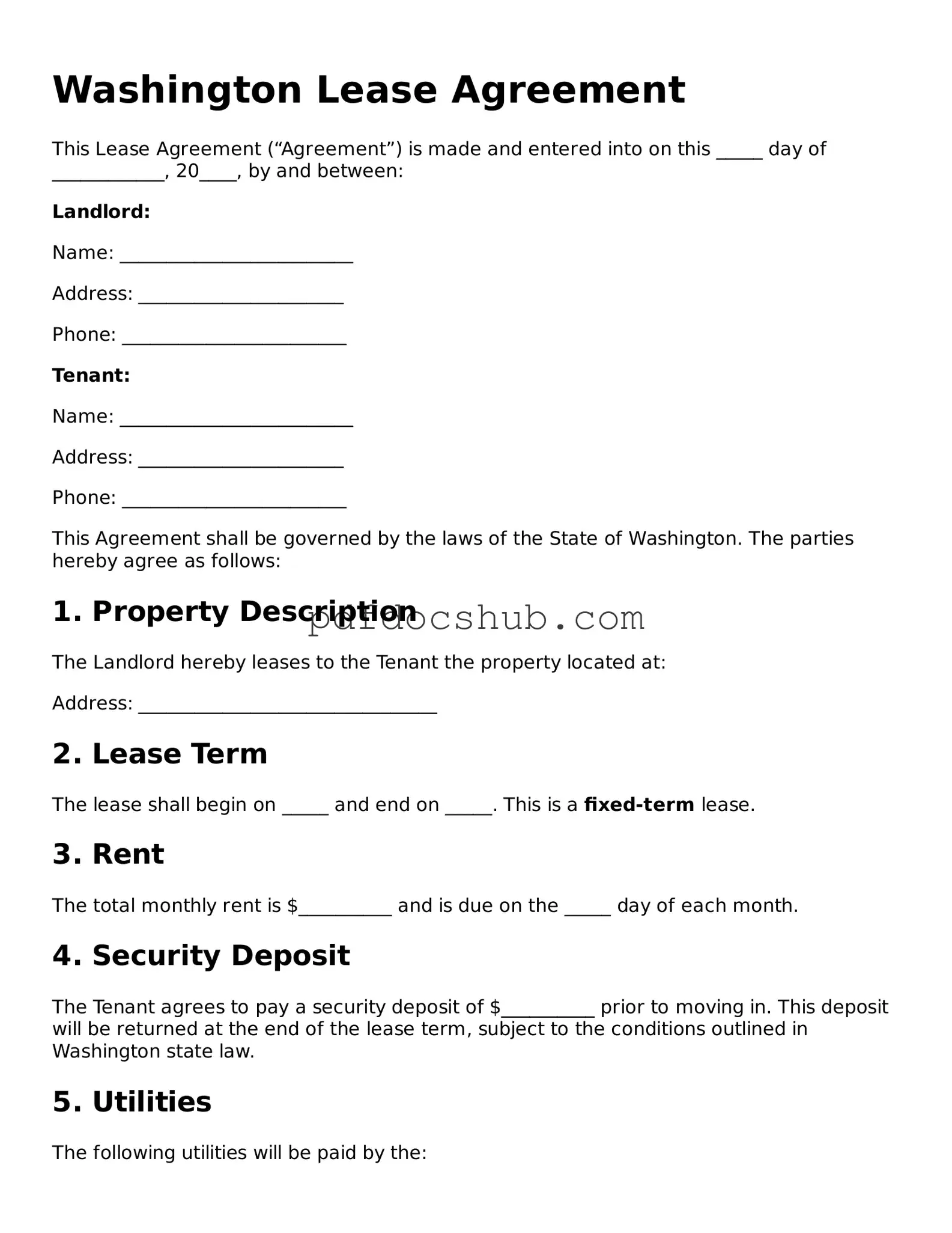 Attorney-Approved Washington Lease Agreement Form