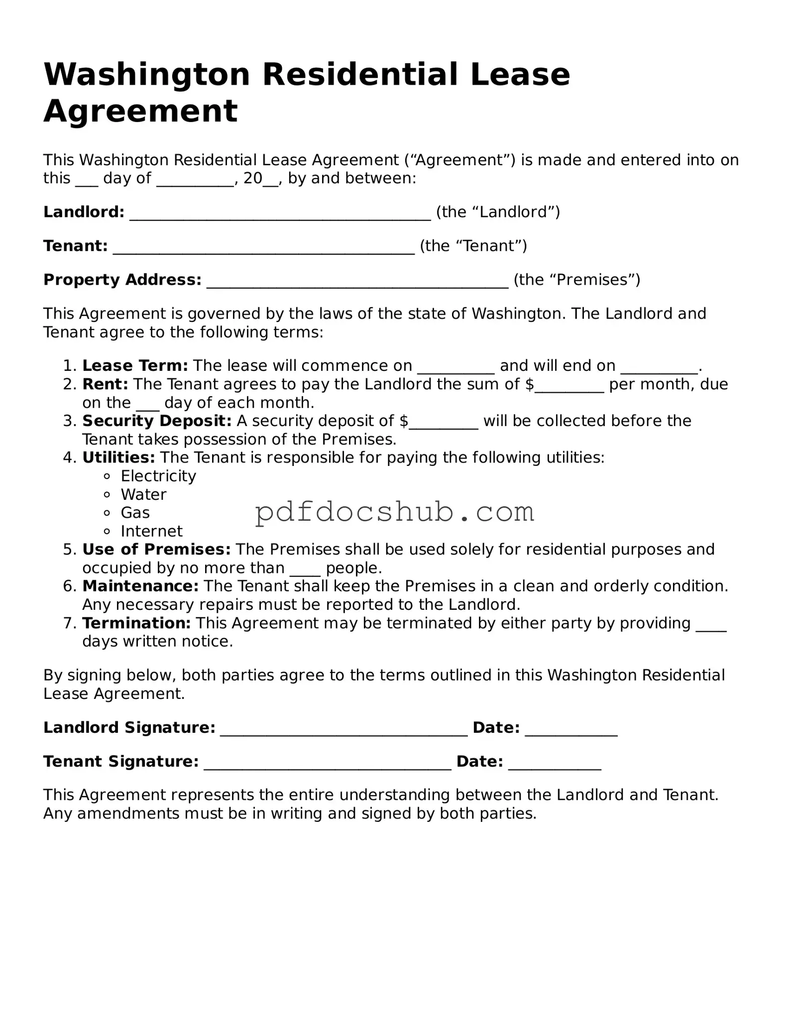 Attorney-Approved Washington Residential Lease Agreement Form