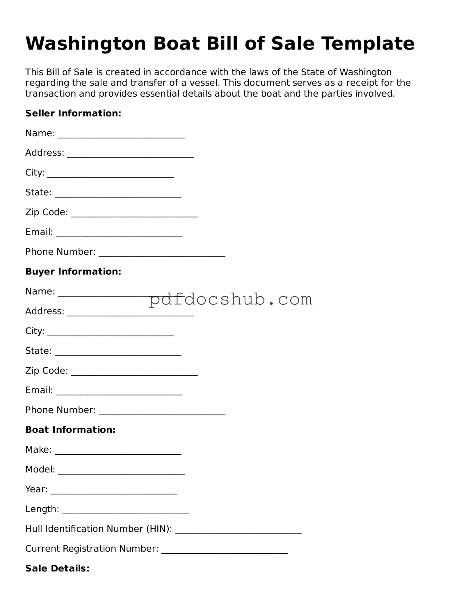 Attorney-Approved Washington Boat Bill of Sale Form